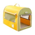 thumbnail image 1 of Jaula de coche para perros, jaula de viaje para perros con asa, perrera portátil de lado suave para mascotas, perrera interior y exterior para gatos amarillo y verde, 1 of 8