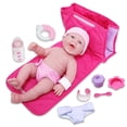 thumbnail image 1 of 10 Piece Deluxe Diaper Bag Gift Set | Feat. 13 Realistic Smiling Baby Newborn Doll | La Newborn - JC Toys | All Vinyl | Washable | Ages 2+, Pink, 1 of 5