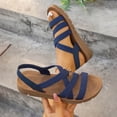 thumbnail image 5 of Summer Sandals Women Flat Heel Open Toe Elastic Straps Comfortable Summer Beach Walking Sandals, 5 of 10