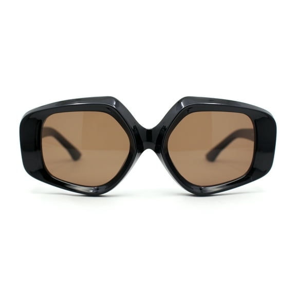 Womens Mod Thick Bevel Frame Butterfly Designer Fashion Sunglasses Black - Brown