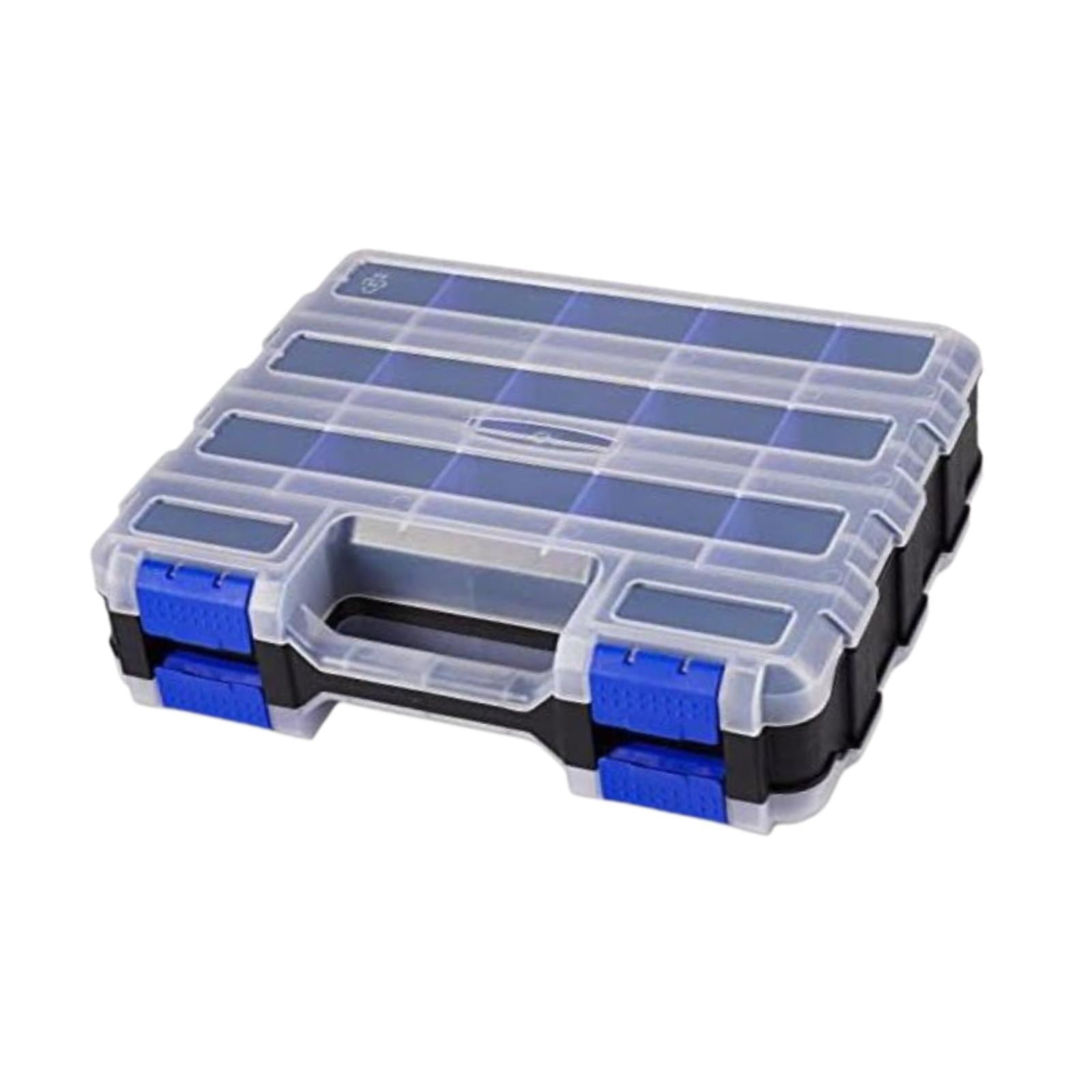 MAGIDEAL Double Side Tool Organizer Small Parts Case 32x26.9x7.8cm Accessory Transparent Blue