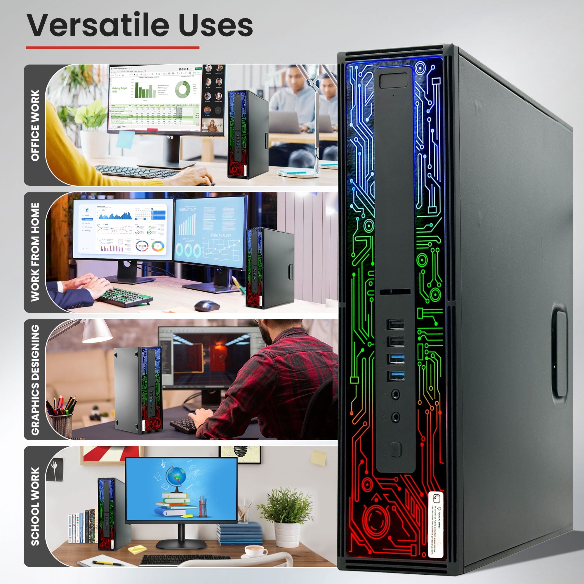 Restored HP G2 ProDesk RGB Desktop Computer PC, Intel i5 Quad-Core 6th Gen. Processor, 16GB Ram, 512GB SSD, 22 inch Monitor, Gaming Keyboard Mouse & Speaker, Wi-Fi, Windows 11 Pro (Refurbished)