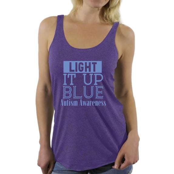 Awkward Styles Women's Light It Up Blue Support Graphic Racerback Tank Tops for Autism Awareness