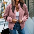 thumbnail image 3 of NAYTOAO Women's Bomber Jacket Corduroy Ribbed Quilted Zip Up Long Sleeve Winter Coat Fall Outerwear Tops with Pockets Pink XL, 3 of 5