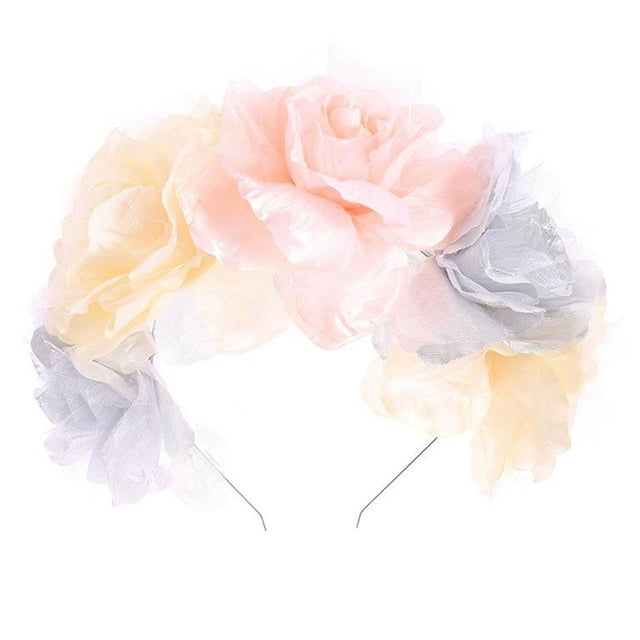 Rose Flower Headband Decorative Hair Hoop Hair Accessory for Wedding & Festival