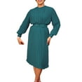 thumbnail image 4 of pstuiky Robes pour Femmes, Mode Femmes Robe-Chemise à Col Rond à Manches Longues avec Bandage à Taille Haute Robes Chandail Soldes, 4 of 9