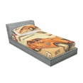 thumbnail image 3 of Ambesonne Retro Fitted Sheet & Pillow Sham Set, Engine and Mechanic Sign, Full, Orange Cream Red, 3 of 3