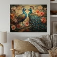thumbnail image 2 of Designart "Peacock Ensemble Blue Coral Indian Art I" Indian Art Print on Natural Pine Wood, 2 of 5