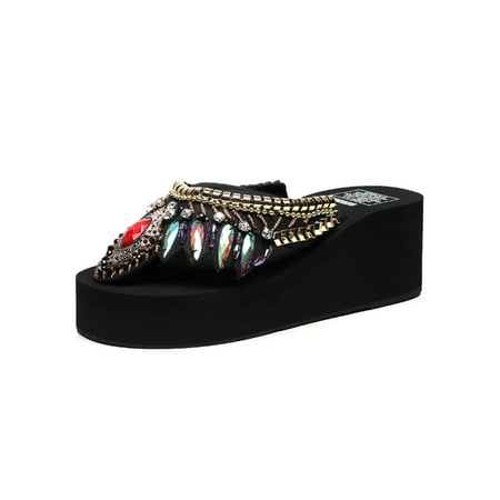 

Audeban Ladie Women Wedge Sliders Fashion Boho Sandals Shoe Pendants Slippers Flip Flops