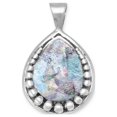 thumbnail image 2 of Precious Stars Sterling Silver Pear Shape Roman Glass Pendant with 1.5mm Box Chain, 2 of 3