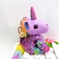 thumbnail image 1 of Llavero creativo de unicornio con lentejuelas, muñeco de peluche Kawaii de dibujos animados, adornos de bolsa de coche, juguetes suaves para niñas, regalo de cumpleaños, nuevo, 1 of 5
