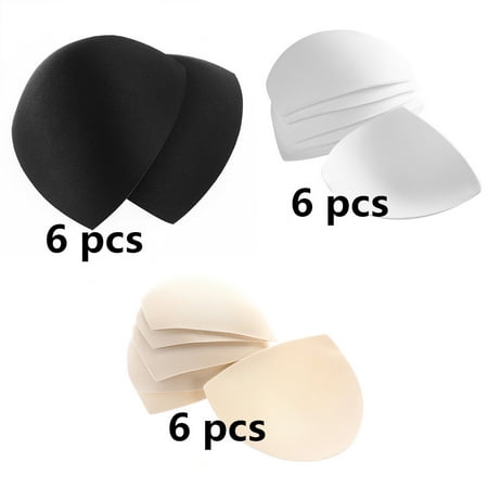 3 * 3 Pair Womens Removable Smart Cups Bra Inserts Pads For Swimwear Sports (black + white + skin color