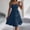*Navy, variant on U Women's Square Neck Spaghetti Strap Backless Dress with Shirred Tiered Ruffle , Solid Color Sleeveless Midi Dress Yellow,Womens Plus S