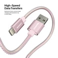 thumbnail image 4 of Powertek MFi Certified USB-A to Lightning Metallic Shine Pastel Charging Cable, 6 ft, Pink, 4 of 6