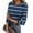 Blue, variant on Workout Tops for Women Casual 3/4 Length Sleeve Slim Top Fashion Boat Neck Knit T-Shirt Striped Print Ribbed Pullover Blouses Black L