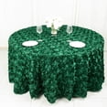 thumbnail image 5 of Efavormart 120" Hunter Emerald Green Grandiose 3D Rosette Satin Round Tablecloth For Wedding Party Event Decoration, 5 of 11