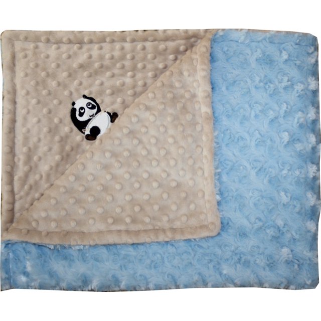 Manta Lil' Cub Hub Minky Mocha con Puntos y Rosa Azul Bebé