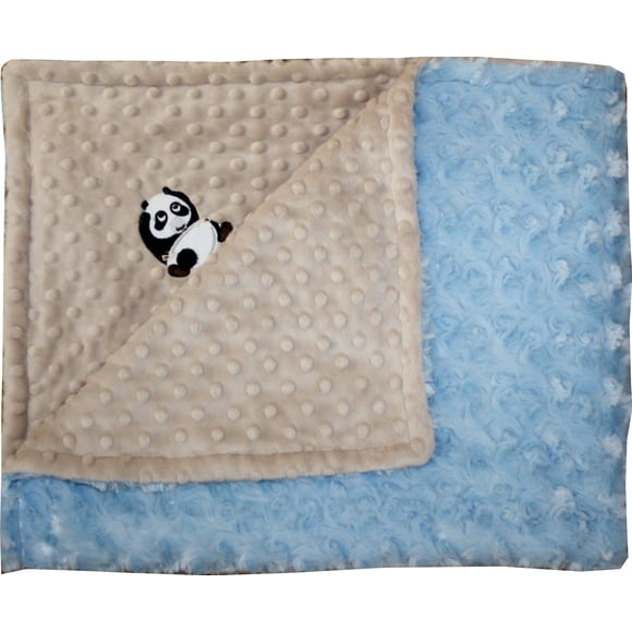 Manta Lil' Cub Hub Minky Mocha con Puntos y Rosa Azul Bebé