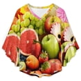 thumbnail image 4 of Composition With Assorted Fruits Women's V-Neck Blouse With 3/4 Ruffled Bell Sleeves Casual Top Ladies Blouses, 4 of 7