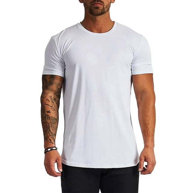 BOBOGOJP T-Shirts pour Hommes à Manches Courtes Col Ras du Cou Hauts T-Shirts (Blanc,m)