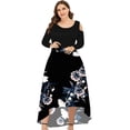 thumbnail image 1 of Pompotops Robe de Soirée Sans Bretelles à Manches Longues Dégradé Imprimé Floral Col Rond Sexy pour Femmes Grande Taille Ourlet Irrégulier, 1 of 4
