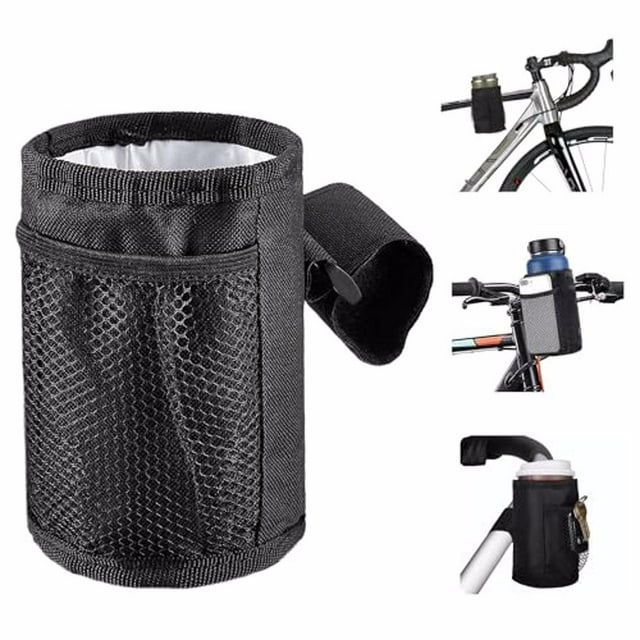 Sidaley Portabotellas de agua con correas ajustables, color negro, para bicicletas y cochecitos de bebé, portavasos Oxford térmico Automoción decorativa y accesorios