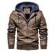 thumbnail image 3 of Chaqueta de cuero para hombre, chaqueta de cuero PU fina con capucha de dos piezas para otoño e invierno, estilo europeo y americano, 3 of 6