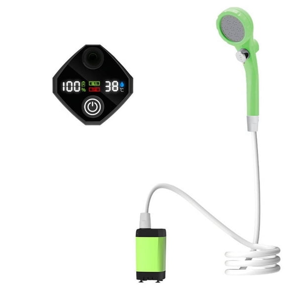 Ducha Eléctrica con Carga, Artefacto de Baño, Traje de Ducha, Bomba de Agua para Acampar Simple, Color Verde