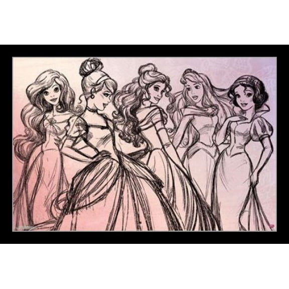 Disney Princess - Sketch Laminated & Framed Poster Print (36 x 24)
