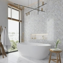 Serena 9x11 White Gray Calacatta Gold, Thassos Mosaic Framed Diamond Wall and Floor Tile (3.53 sq ft/case) - 5 Pack