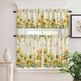 thumbnail image 6 of Summer Floral Curtain Valances Set Watercolor Rustic Farmhouse Sunflower Eucalyptus Leaves Kitchen Curtains 36&nbsp;inch Length Rod Pocket Valance and Tiers 3 Piece Set Small Bedroom Bathroom Laundry, 6 of 9
