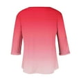 thumbnail image 5 of Mikilon Plus Size Tops for Women Summer V-Neck 3/4 Sleeve Blouse Casual Loose Gradient Color Shirts, 5 of 5