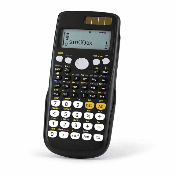 Black 417 Function Scientific Solar Calculator for Math and Engineering