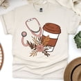 thumbnail image 1 of Nurse Graphic T-Shirt with Coffee Cup and Stethoscope Design, Natural, Size M, 1 of 6
