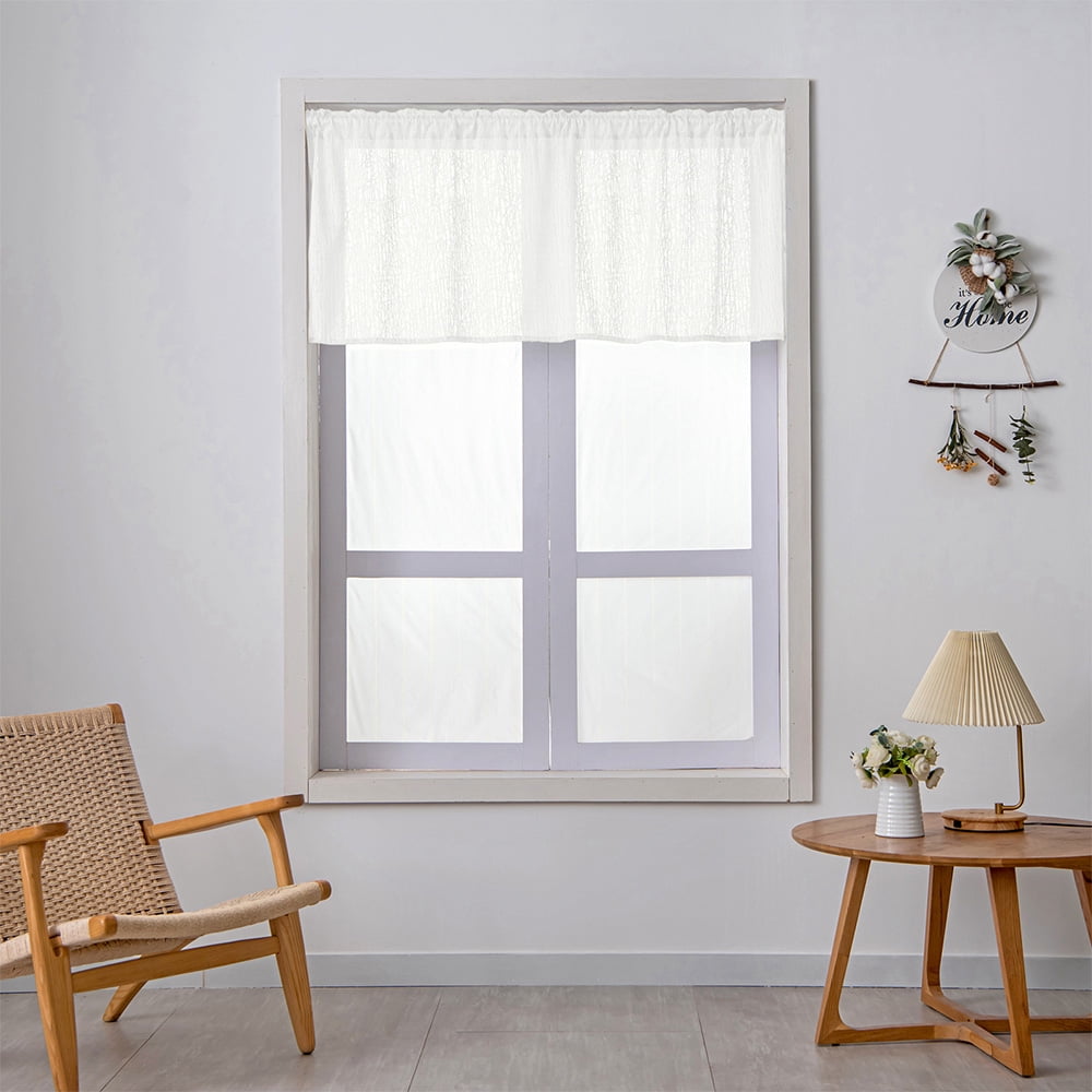 Innerwin Half Curtains Valance Semi Sheer Kitchen Curtain Rod Pocket