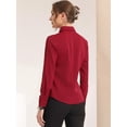 thumbnail image 4 of DARING DIVA Women's Color Block Button Down Long Sleeve Work Shirt M Solid Red, 4 of 6
