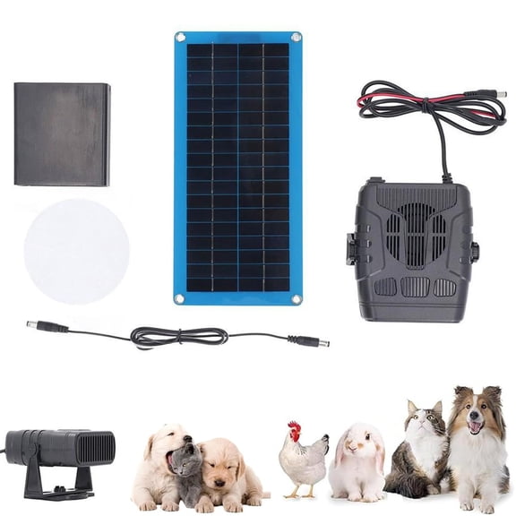 30W Solar Heater for Chicken Coop, Portable Car Solar Powered Heater, Solar Panel Heaters with Overheating Protection for Greenhouse, Pet House, Animal Shelter, Warm Wind Gear