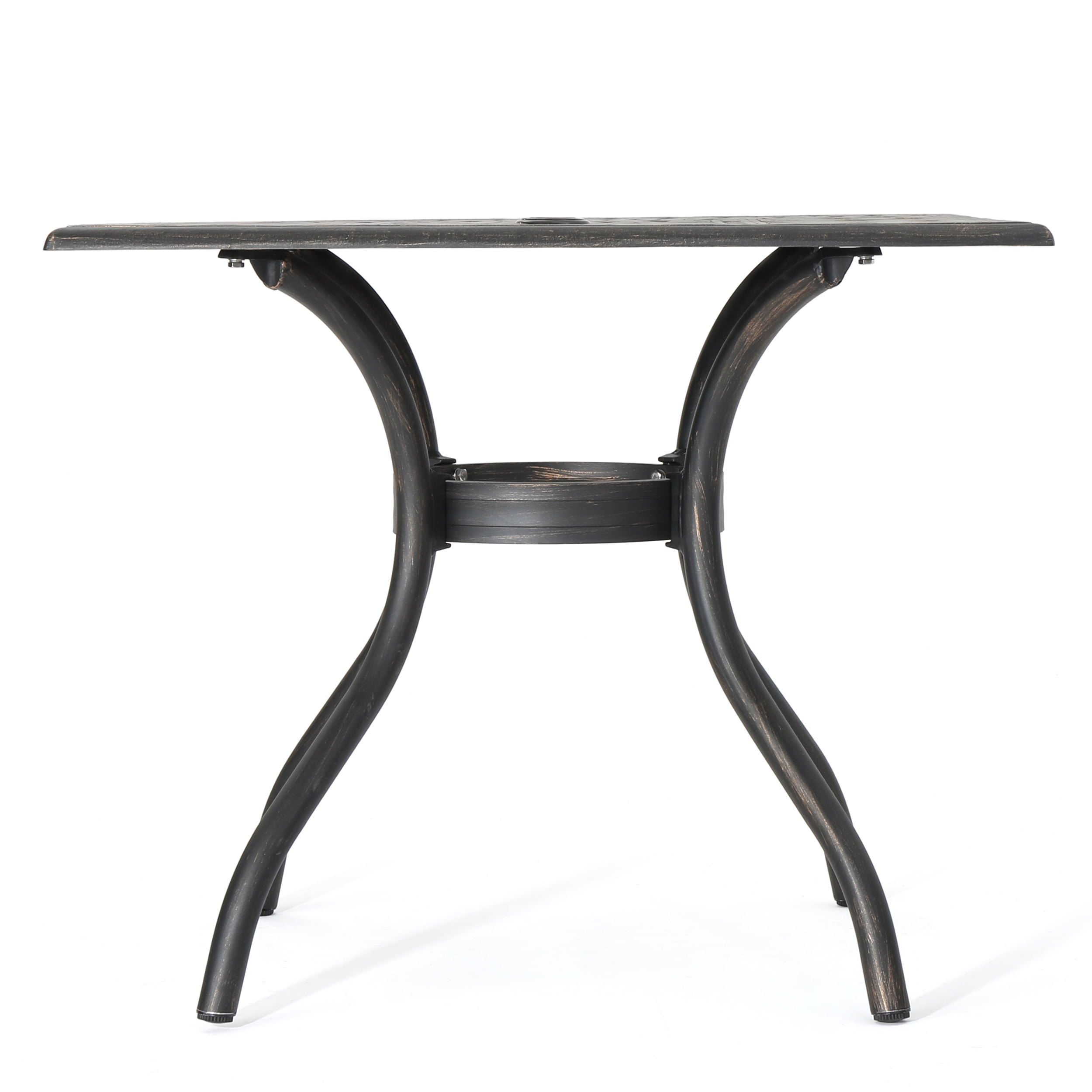 Atlanta Outdoor Cast Aluminum Square Dining Table, Shiny Copper Finish
