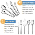 thumbnail image 6 of Vesteel 40-Piece Hammered Silverware Set with 5 Serving Utensils, Stainless Steel Square Flatware Tableware Cutlery Set Service for 8, Heavy Duty & Dishwasher Safe, 6 of 9