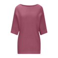 thumbnail image 5 of BoLi Sweaters for Women Solid Color Round Neck Pullover Half Sleeve Loose Casual,Sizes S-5XL, 5 of 6