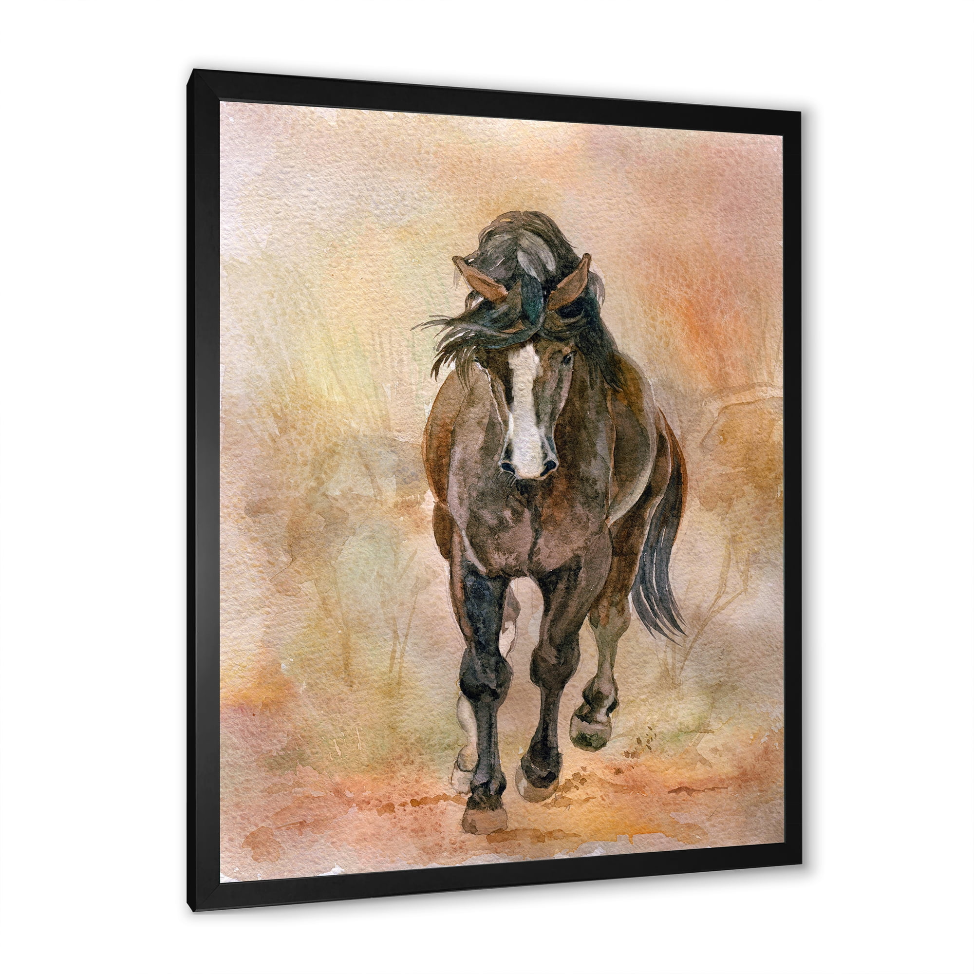 Designart 'Abstract Portrait Of Beautiful Chestnut Horse I' Farmhouse Framed Art Print