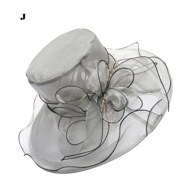 Flor Red Hilo Sombrero para el sol Playa Protector solar Sombrero para el sol Mujer Organza Sombrero de copa Wmkox8yii jkg5761