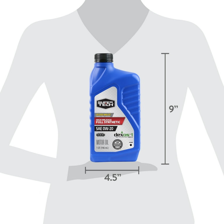 Super Tech High Mileage Full Synthetic SAE 0W-20 Motor Oil Quart - Main Image
