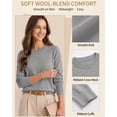 thumbnail image 2 of QUALFORT Women’s Crew Neck Pullover Sweater, Soft Midweight Long Sleeve Wool Blend Knit Top, Gray, Size XL, 2 of 7