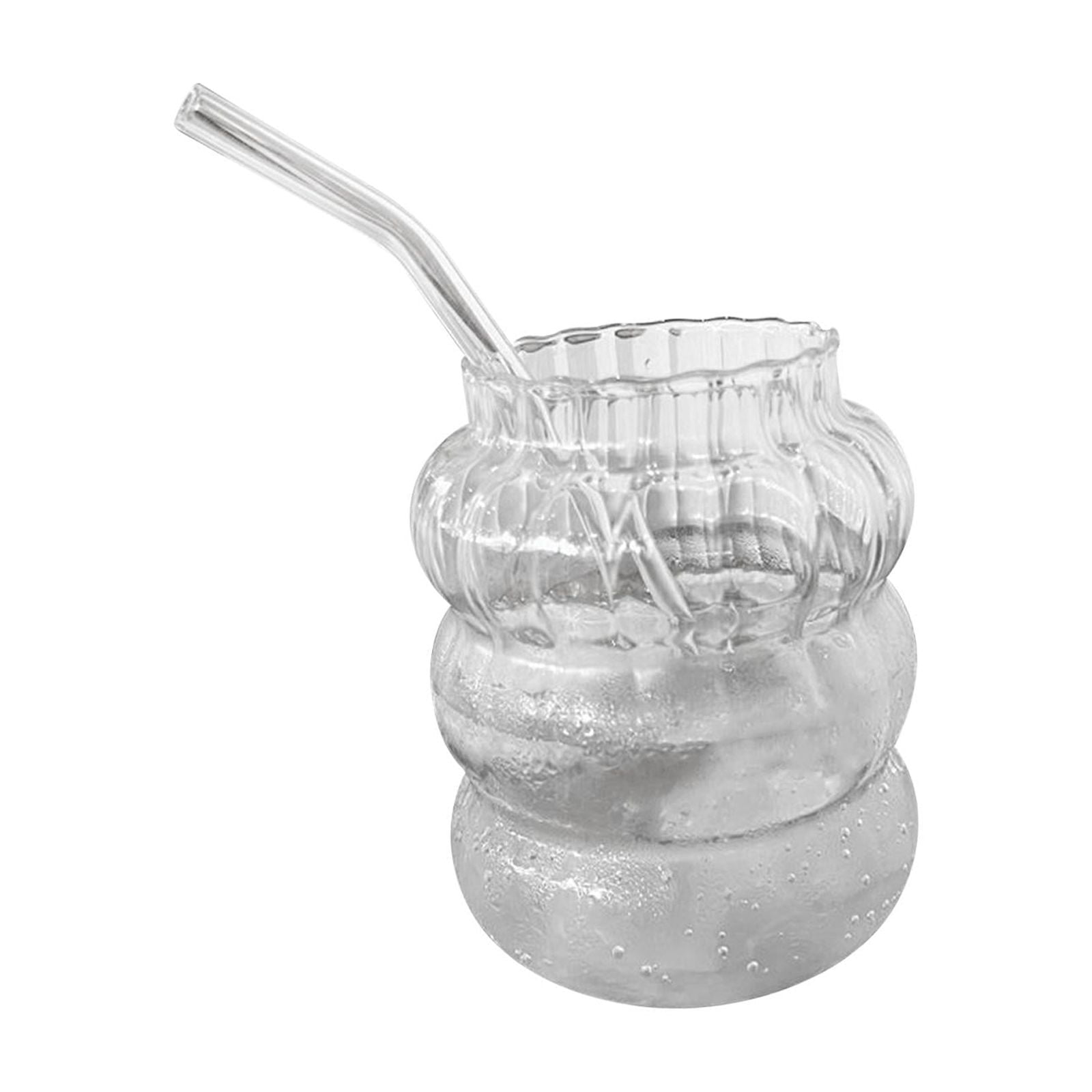 kowaku 3X Glass Sippy Cup with Straw Iced Coffee Cup for Travel Home Kitchen