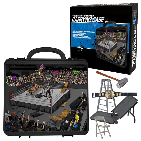 Deluxe Carrying Case With Accessories for WWE & AEW Wrestling Action Figures