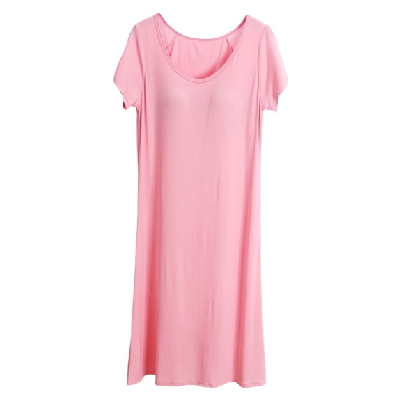 Puliio Women's Robes Short Sleeve Solid Color Plus Size Bathrobe Nightshirt Soft Cozy Sleepwear,Size M