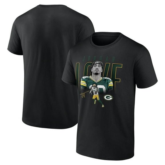 Men's Jordan Love Black Green Bay Packers Humble Shadow Player T-Shirt