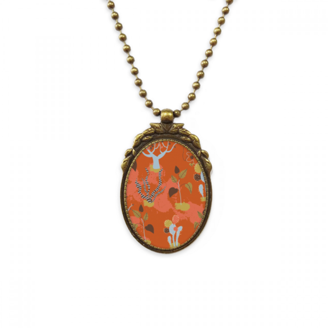Desierto cactus Savanna naranjos Collar Colgante Vintage de bronce antiguo de joyeria de lujo de regalo Unbranded M
