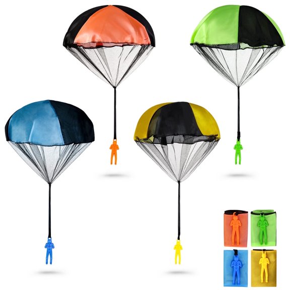 4 Colors Parachute Toy,Tangle Free Throwing Toy Parachute,Outdoor Flying Toys,No Assembly Required (4 Pieces Set)